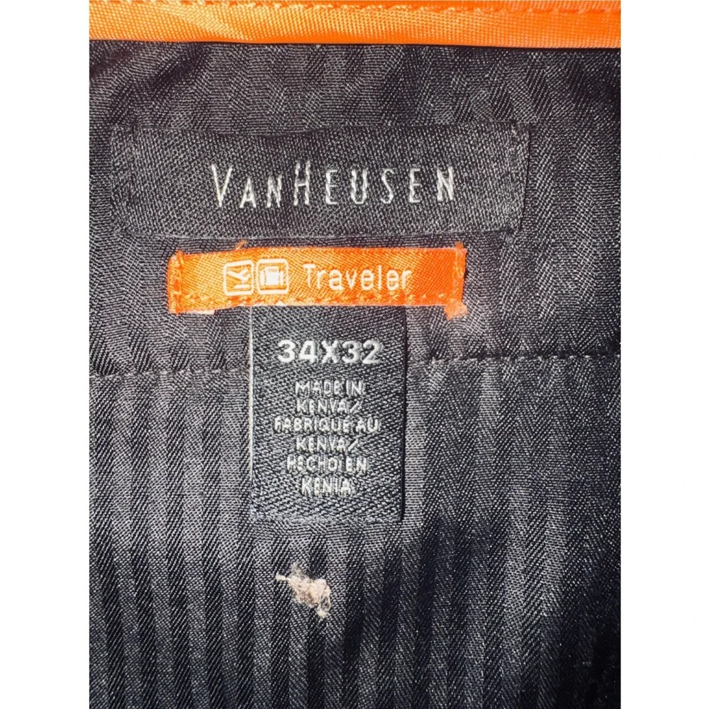 Van Heusen Traveler Dress Pants Mens 34x32 Taupe Grey Excellent Straight Leg